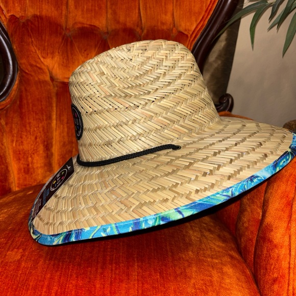 Maui and Son Unisex Lifeguard Straw UPF 50+ Hat, Turquoise /Blue, One Size - Picture 9 of 10